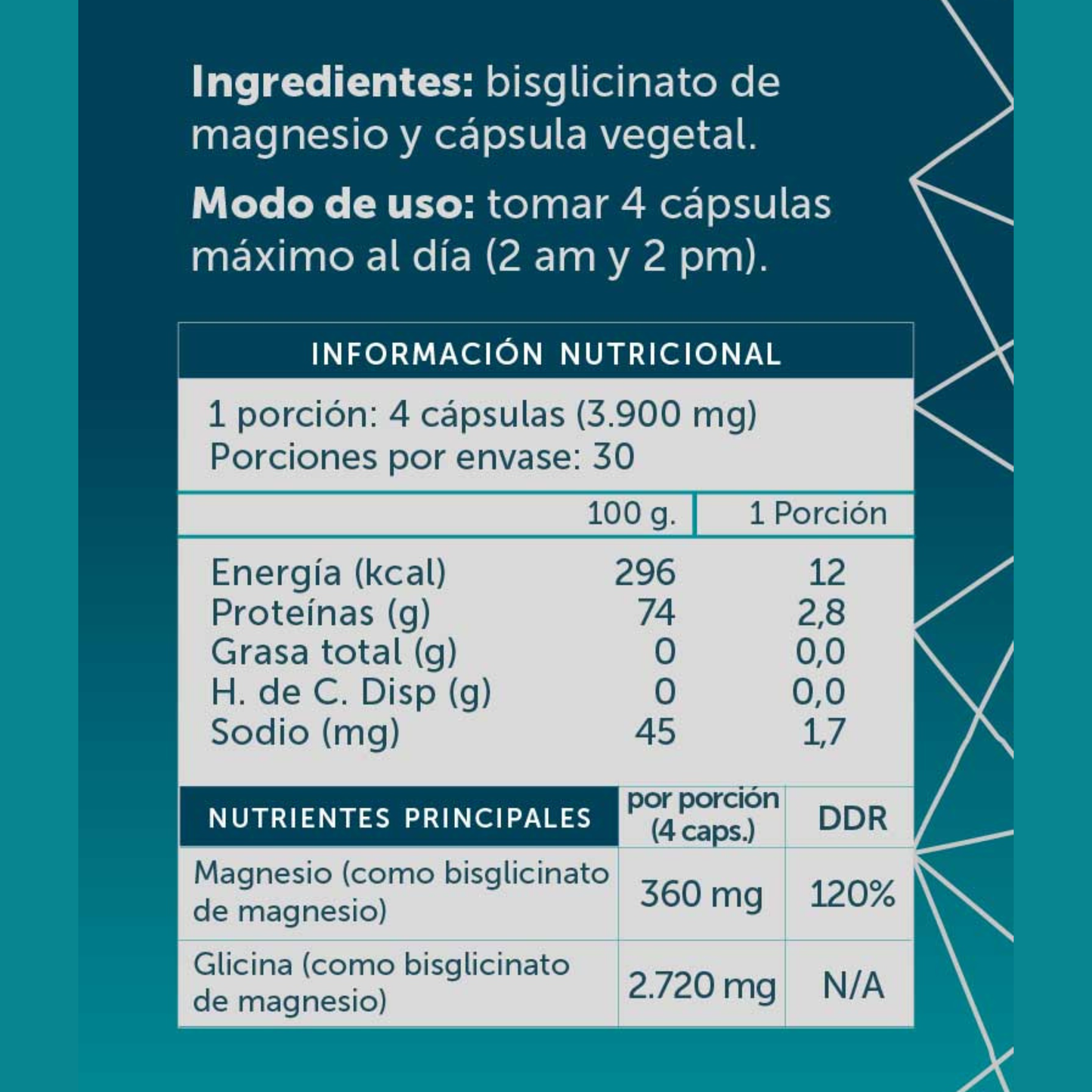 Magnesio Bisglicinato Pure 120 cápsulas