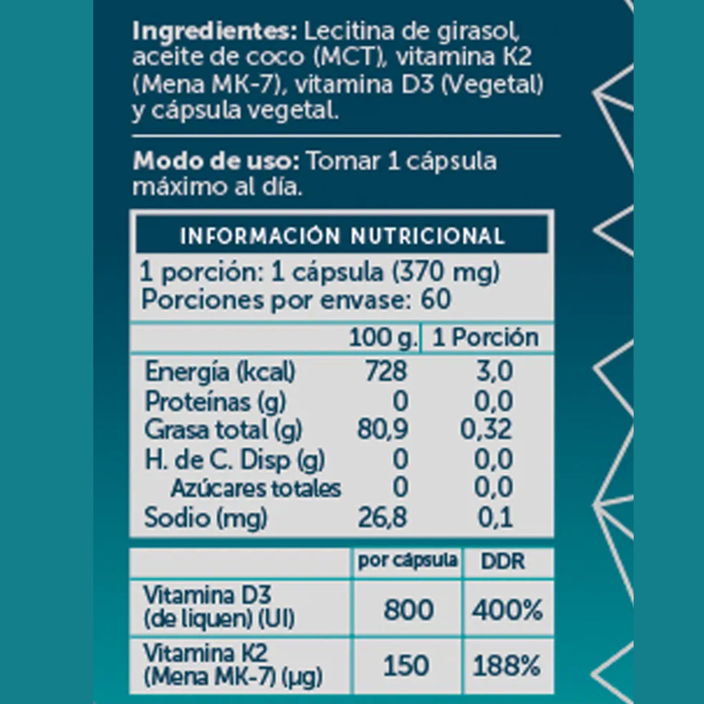 Vitamina D3+K2 Plus 60 cápsulas