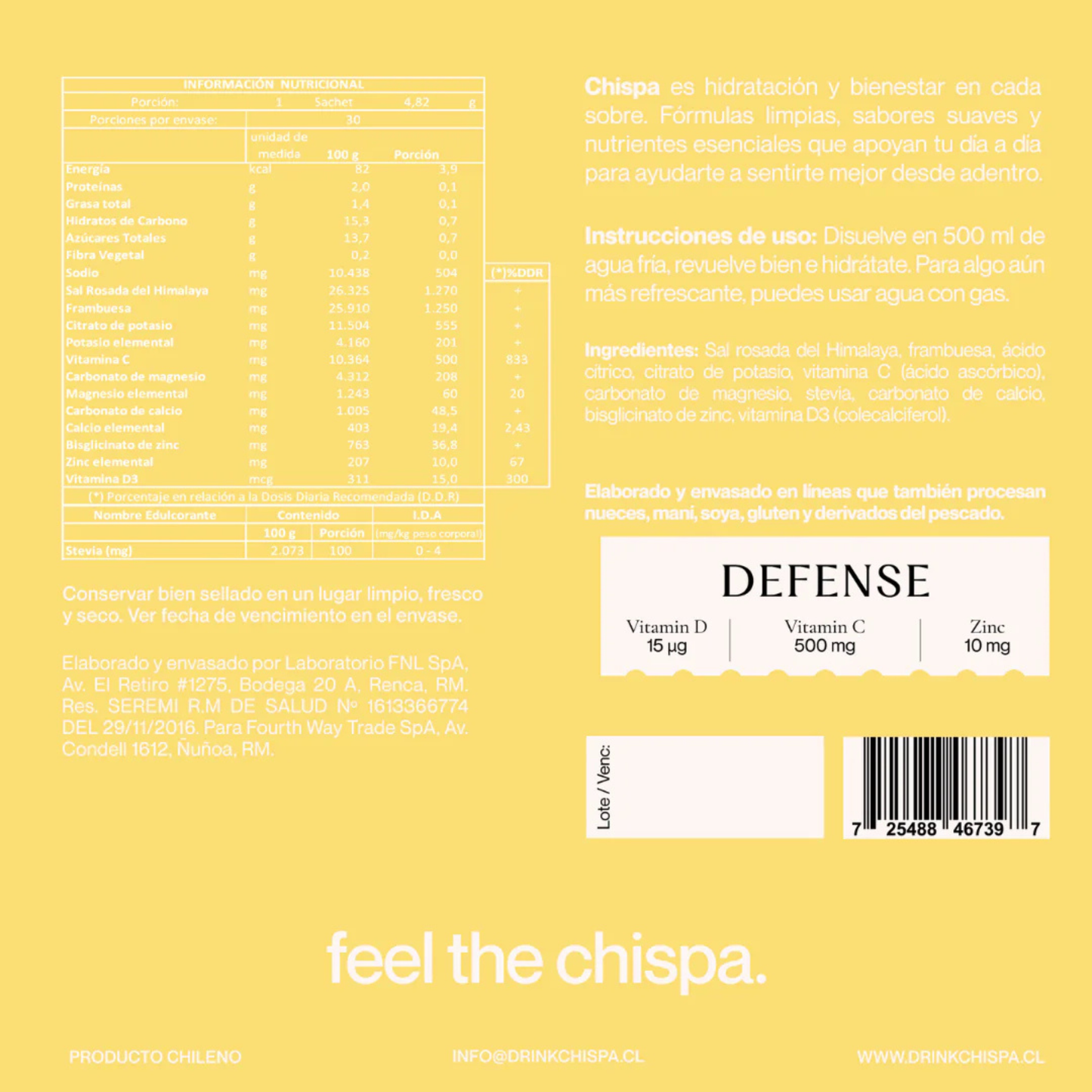 DEFENSE Electrolitos + Vitamina C, D y Zinc | 30 Sachets