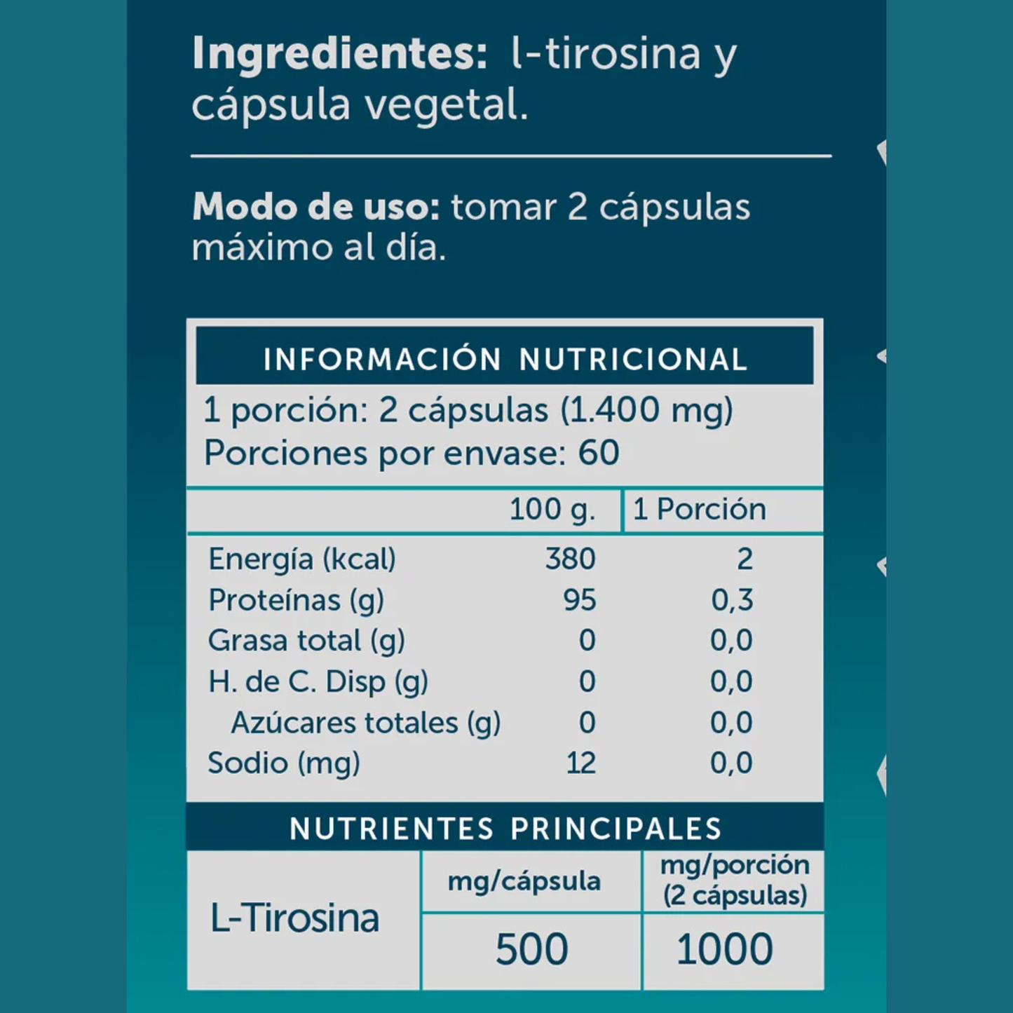 L-Tirosina Pure 120 cápsulas