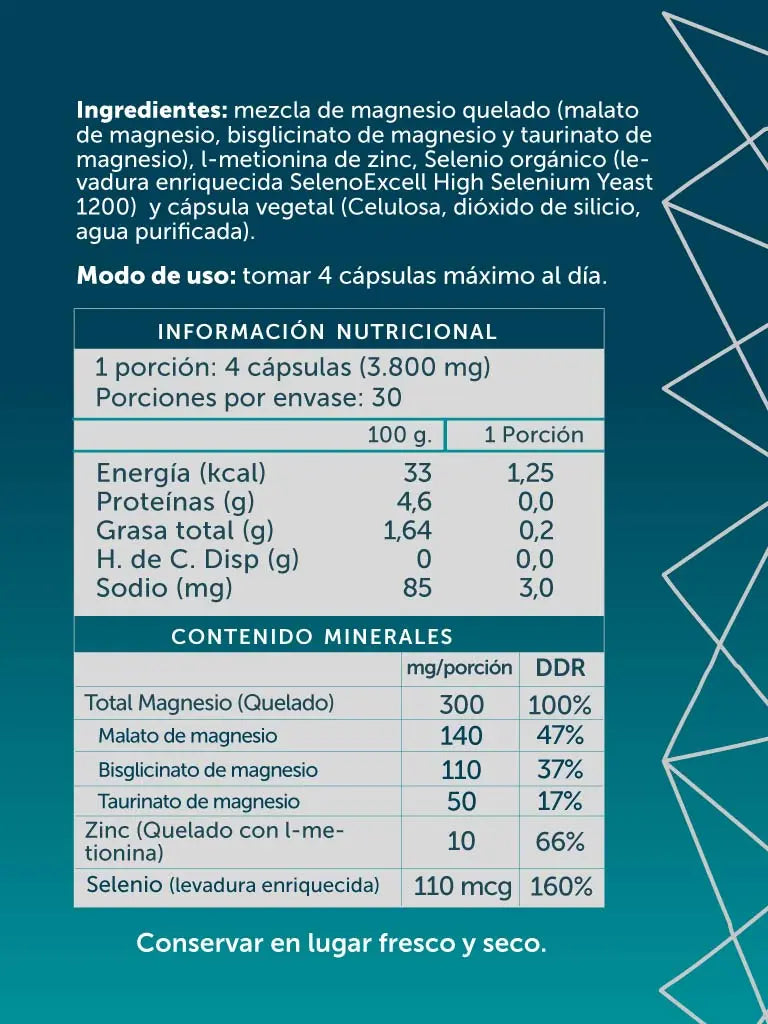 Triple Magnesio Quelado + Zinc 120 cápsulas