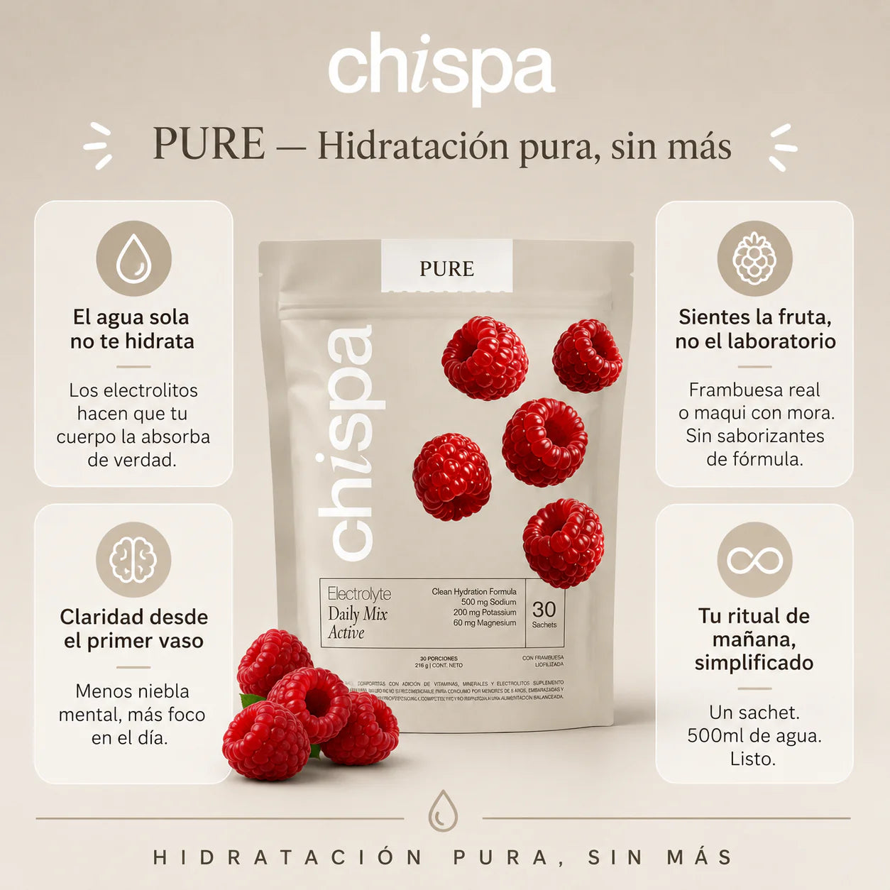 PURE 100% Electrolitos | 30 Sachets Berries