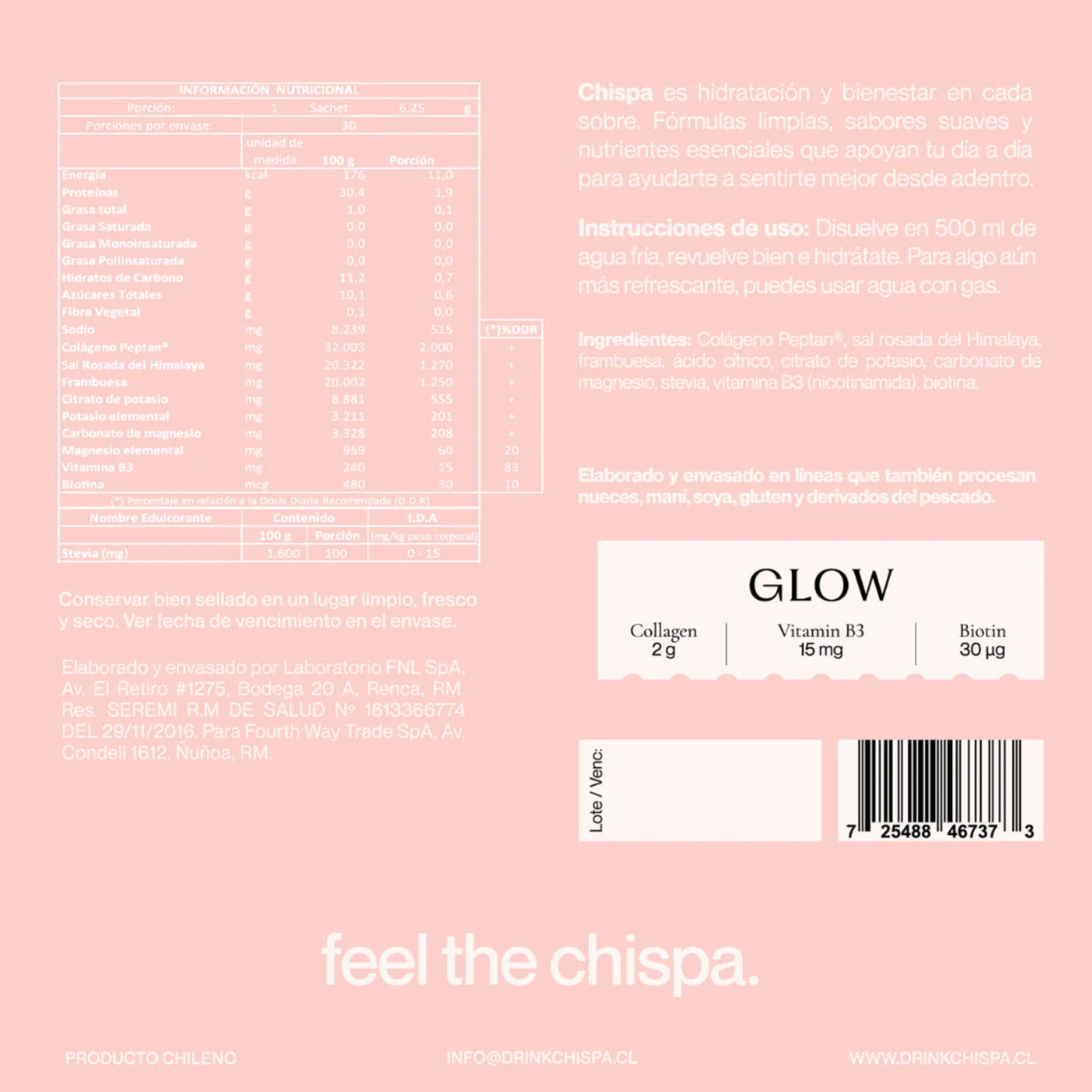 GLOW Electrolitos + Colágeno | 30 Sachets.
