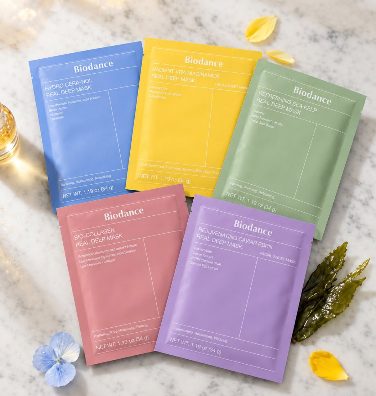 Pack 5 Mascarillas HydroGel ( Hidratante, Radiante, Refrescante, Colageno, Rejuvenecedora)